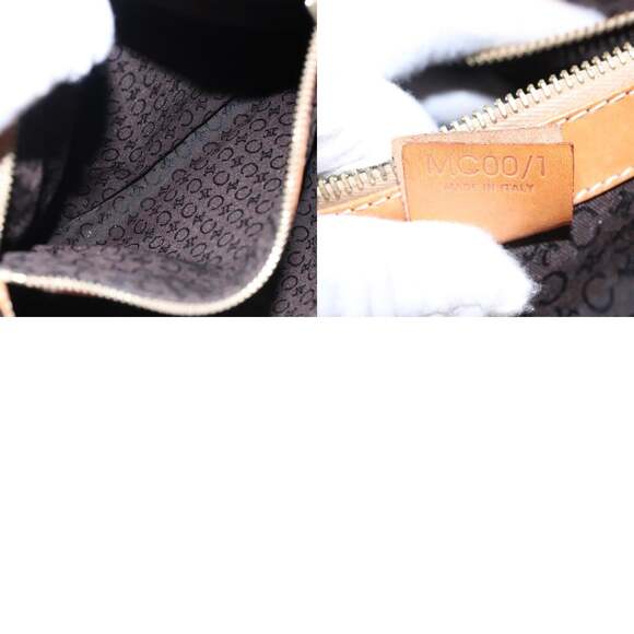 CELINE C Macadam Canvas Hand Bag Suede Dark Brown Gold - Picture 13 of 13